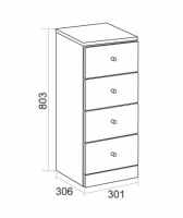 Shetland 1180mm 4 Drawer Wall Unit (No Top) - Matt Latte