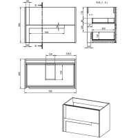 Vouille 510mm Wall Hung 2 Drawer Basin Unit & Basin - Grey Gloss