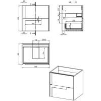 Jux Wall Hung 2 Drawer Basin Unit & Co-ordinating Basin 605mm - Matt Black & Glass