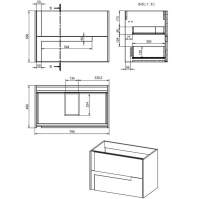 Jux Wall Hung 2 Drawer Basin Unit & Co-ordinating Basin 805mm - Matt Black & Glass