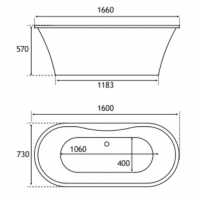 Beaufort Lambeth Grey Freestanding Bath 1590 x 740mm