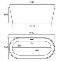 Beaufort Lambeth White Freestanding Bath 1590 x 740mm