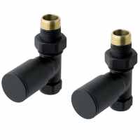 Eastbrook Straight Radiator Valves - Matt Black - Pair