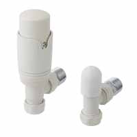 Eastbrook Angled Thermostatic Radiator Valves TRV - White - Inc Lockshield