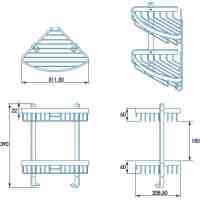 Croydex Premium Two Tier Corner Shower Caddy - 250 x 210 x 155mm - Rust Free 