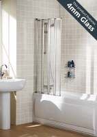 Lakes Bathrooms Framed 4 Panel Bath Screen - 730 x 1400mm - Silver 