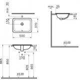 VitrA S20 Countertop Square Inset Counter Top Basin 450 x 370