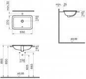 VitrA S20 Countertop Square Inset Counter Top Basin 500 x 370mm