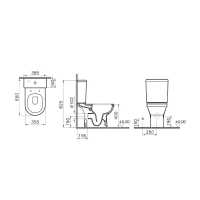 Washington Close Coupled Open Back Push Button Flush WC with Soft Close Seat Black - RAK Ceramics