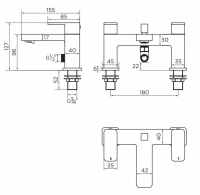 Abacus KI 4 Hole Deck Mounted Brushed Nickel Bath Mixer Tap