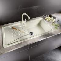 Prima+ Compact White Granite 1 Bowl & Drainer Inset Kitchen Sink