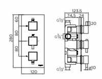 Niagara Carter Chrome Triple Concealed Shower Valve - Two Outlets 