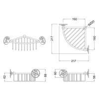 Croydex Premium Large Curved Shower Caddy - 250 x 140 x 125mm - Rust Free