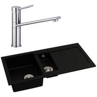 Abode Xcite 1.5 Bowl Inset Black Metallic Kitchen Sink & Specto Tap Pack