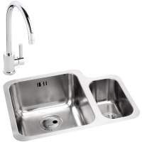 Abode Matrix 1.5 Bowl Left Hand Undermount Stainless Steel Sink & Atlas Tap Pack