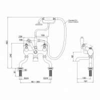 Burlington Claremont Traditional Angled Bath Shower Mixer Tap