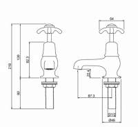 Niagara Bayswater Traditional Bath Pillar Taps - Pair