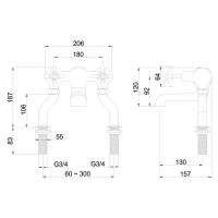 Burlington Claremont Traditional Bath Filler Tap - White - CL23