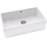 Prima 1 Bowl Reversible Inset Ceramic Kitchen Sink - White