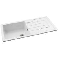 Abode Acton 1.5 Bowl & Drainer Ceramic Inset Kitchen Sink - White