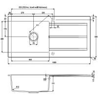 Abode Zero 1.5 Bowl & Drainer Granite Inset Kitchen Sink - Grey Metallic