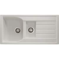 Abode Oriel 1.5 Bowl & Drainer Granite Inset Kitchen Sink - Frost White