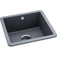 Abode Dune 1 Bowl & Drainer Granite Inset Sink - Grey Metallic