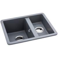 Abode Matrix Square GR15 1.5 Bowl Granite Inset / Undermount Kitchen Sink - Black Metallic