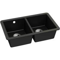 Abode Matrix Square GR15 1.5 Bowl Granite Inset / Undermount Kitchen Sink - Black Metallic