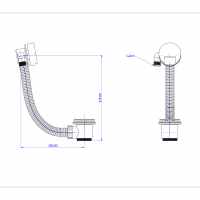 Exposed Bath Plug & Chain Waste With Pipe Shrouds - Chrome