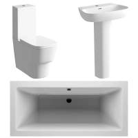 Allier Bathroom Suite, 600mm Basin, Close Toilet & 1700 Double Ended Bath