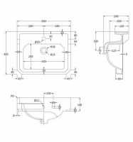 Bayswater Fitzroy 560mm 2 Tap Holes Basin & Full Pedestal