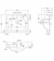 Bayswater Fitzroy 595mm 1 Tap Hole Basin & Full Pedestal