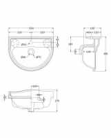 Bayswater Porchester 600mm 1 Tap Hole  Basin & Full Pedestal