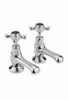 Bayswater Crosshead Dome Basin Pillar Taps - Black/Chrome