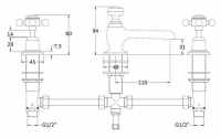 Burlington Claremont 3 Hole Thermostatic Basin Mixer Tap - Pop Up Waste