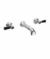 Bayswater 3 Hole Lever Dome Bath Mixer Taps - Black/Chrome