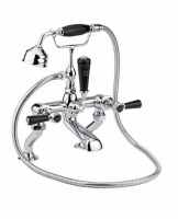 Bayswater Lever Hex Bath Shower Mixer - Black/Chrome