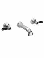 Bayswater 3 Hole Lever Hex Bath Mixer Taps - Black/Chrome