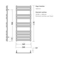 Abacus Kubik 900 x 500mm Stainless Steel Towel Rail