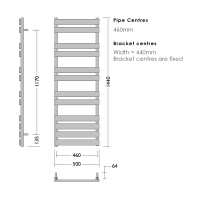 Abacus Kubik 1170 x 500mm Stainless Steel Bathroom Towel Rail