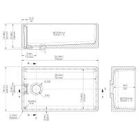 NUIE Butler Fireclay Sink with Central Waste, Overflow and Tap Ledge 795 x 500 x 220mm