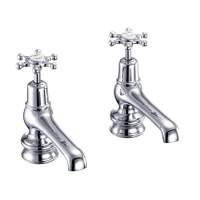 Bayswater Crosshead Dome Basin Pillar Taps - Black/Chrome