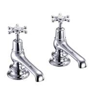 Burlington Claremont Traditional 5" Basin Pillar Taps With Black handles CL2BLA