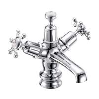 Burlington Chelsea Traditional Monobloc Basin Tap with Pop Up Waste - Black Lever 