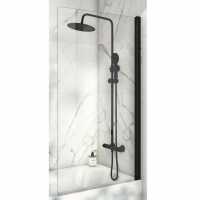 Scudo S6 Square Edge Black Frame Bath Shower