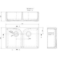 NUIE Butler Fireclay Sink with Central Waste and Tap Ledge 795 x 500 x 220mm