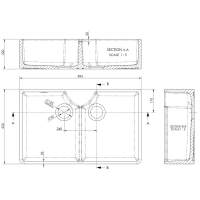 NUIE Butler Fireclay Sink with Stepped Weir 795 x 500 x 220mm