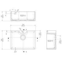 NUIE Butler Fireclay Sink with Stepped Weir and Overflow 895 x 550 x 220mm