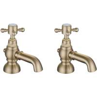 Barbary Bath Pillar Taps - Brushed Brass